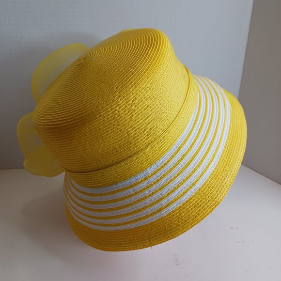 Vintage Medium Brim Hat Women\'s Church Straw Bright Yellow Pillbox Hat main image 14